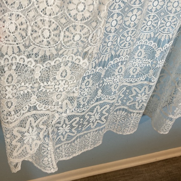 In Bloom by Jonquil Womens Size M/L White Lace Open Front Kimono Cover Up Robe - Picture 4 of 13